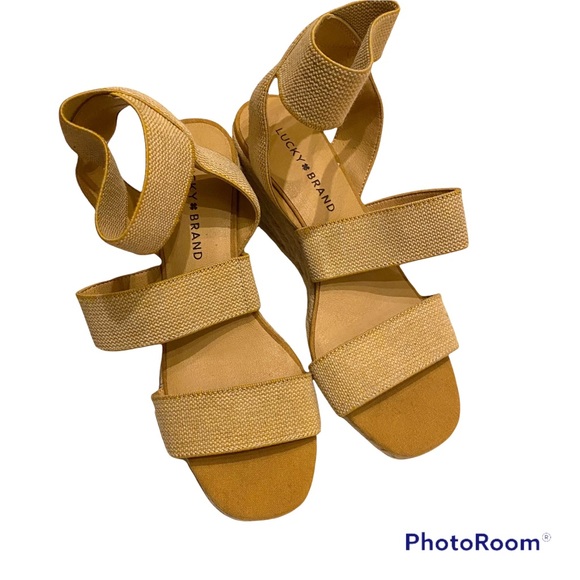 Lucky Brand Mindara wedge sandal woven strappy wedge heel Womens size 8 - Picture 6 of 7